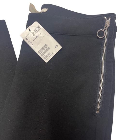 H&M Black Pants Straight Leg Zip Detail Size 10 - Picture 3 of 8